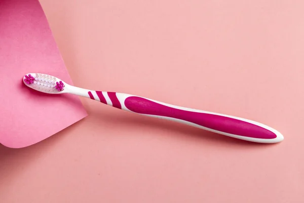 Pink Toothbrush Pink Background Copy Space — Stock Photo, Image