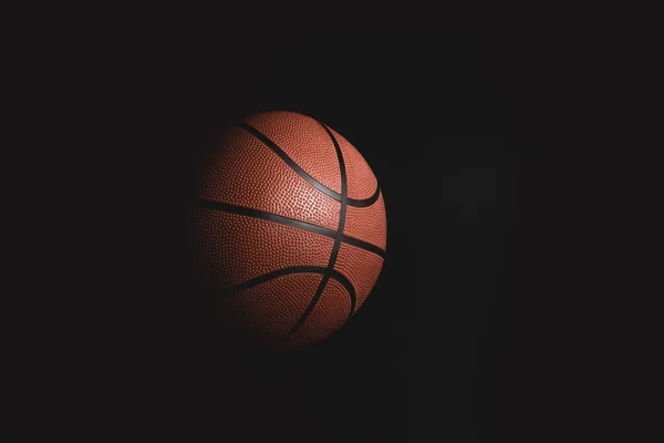 Basketball Auf Schwarzem Hintergrund Dunkeln Mit Werbefläche — Stockfoto