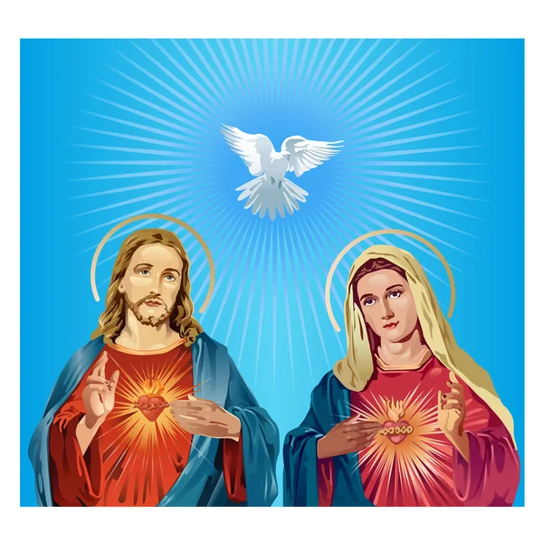 Jesus Cristo e a Virgem Maria — Vetor de Stock