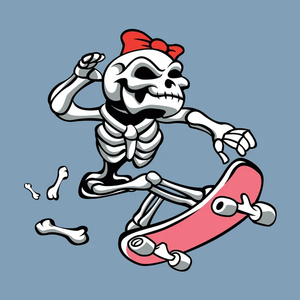 Totenkopf Mädchen fahren ein Skateboard — Stockvektor