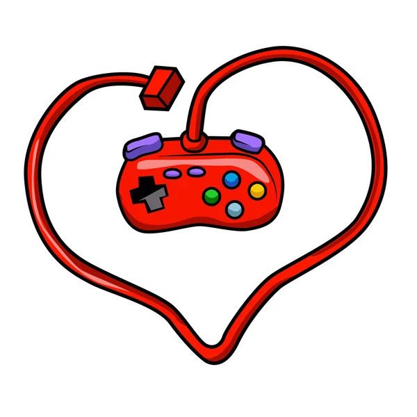 Oyun çubuğu heart.joystick cartoon.game çizgi film — Stok Vektör
