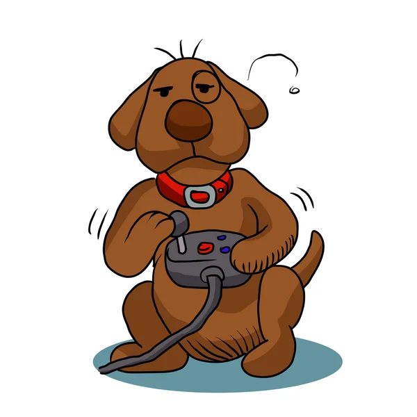 Perro con joystick.cartoon perro — Vector de stock