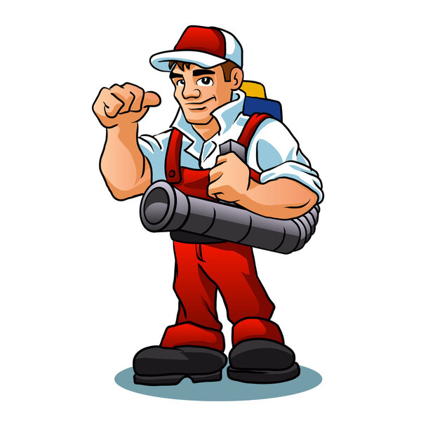 Pest Control Exterminator.exterminator cartoon.