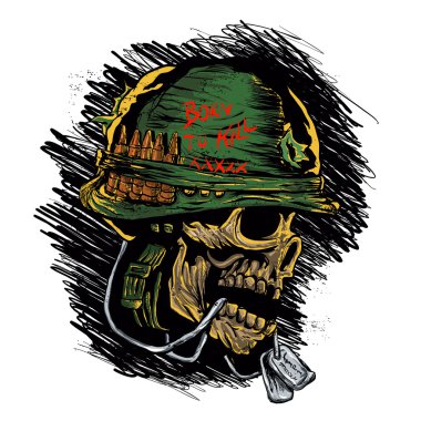 zombie with military helmet.zombie illustration 