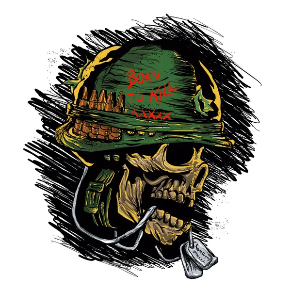 Zombie with military helmet.zombie illustration  — Wektor stockowy