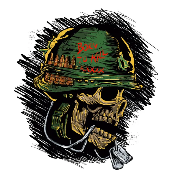 Zombie with military helmet.zombie illustration  — 图库矢量图片