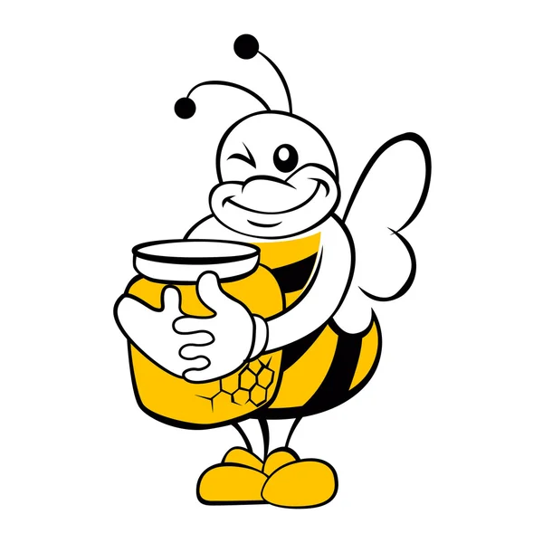 Bee with honey pot.cartoon bee  —  Vetores de Stock