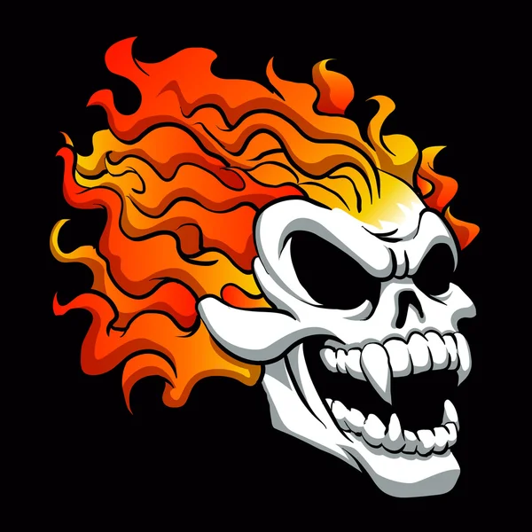 Crâne brûlant sur fond noir — Image vectorielle