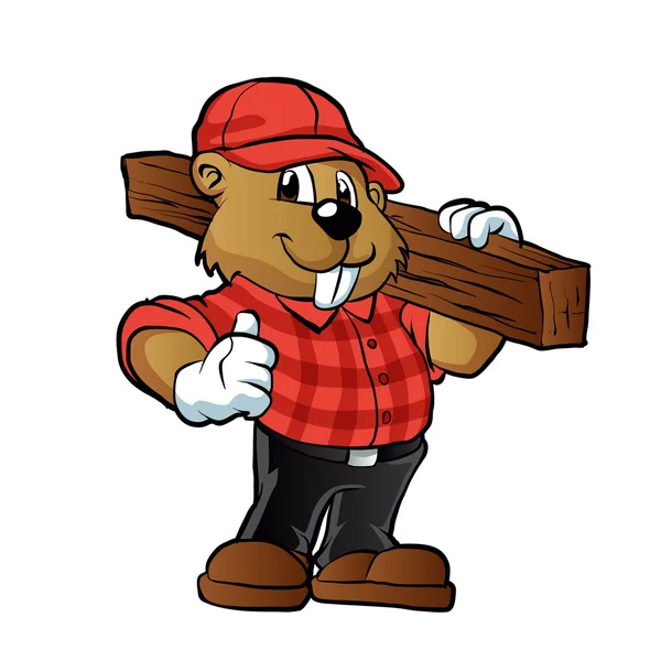 Castor segurando uma prancha de madeira — Vetor de Stock