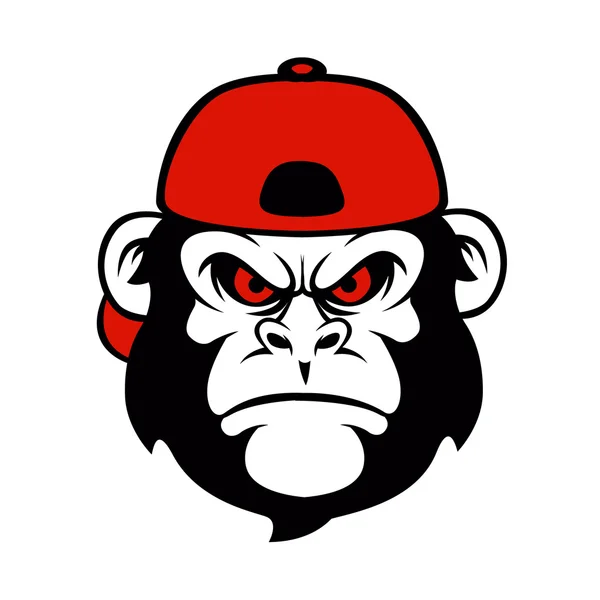 Chimpanzee in a cap .cartoon monkey .funny monkey. — ストックベクタ