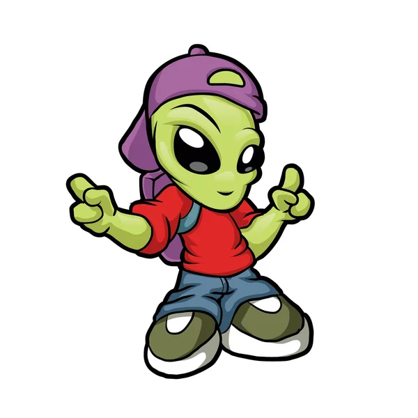 Cartoon hip hop alien.cartoon alien . — стоковый вектор