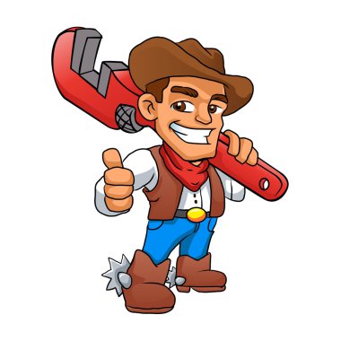 plumber cowboy.handyman cowboy. clipart