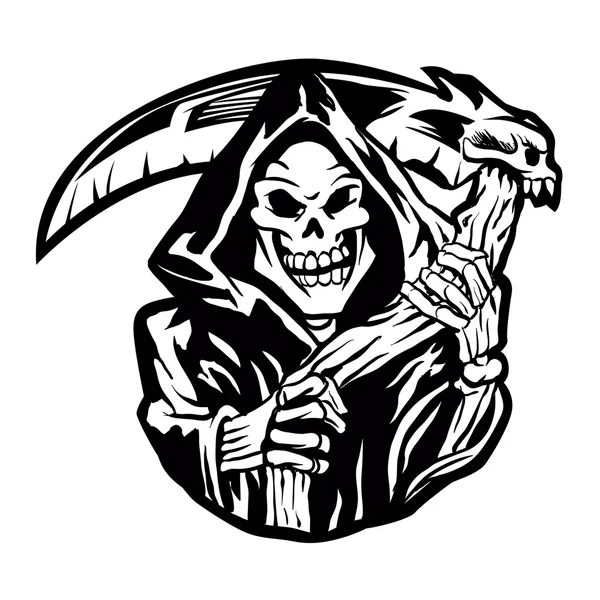 Grim reaper sign.grim reaper tattoo. — Stock Vector