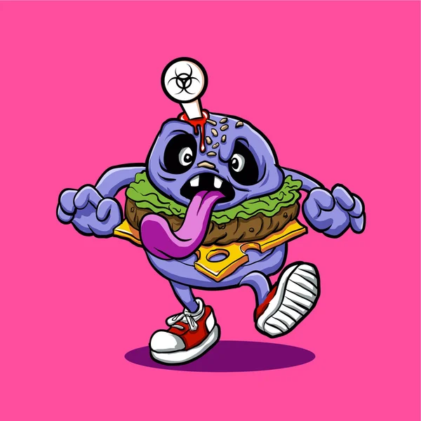 Zombie burger.cartoon burger.hamburger illustrazione . — Vettoriale Stock