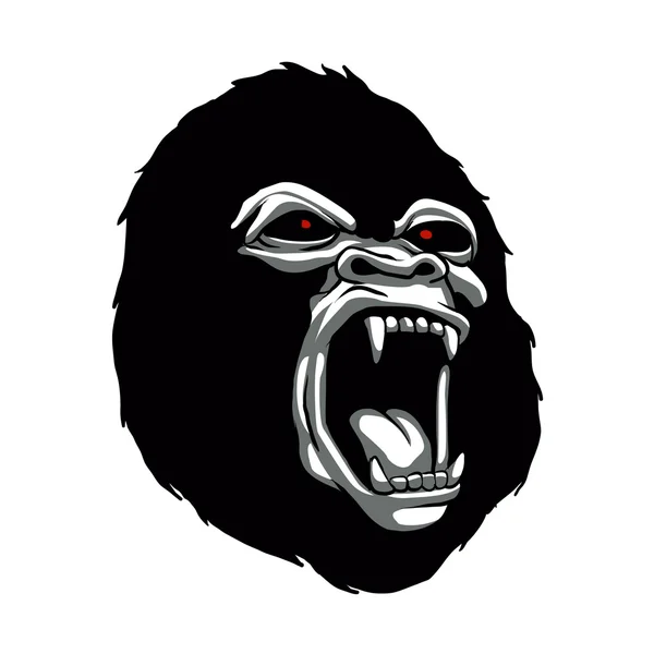 Kızgın goril head.ape kafa illüstrasyon logo simge vektör karakter. — Stok Vektör