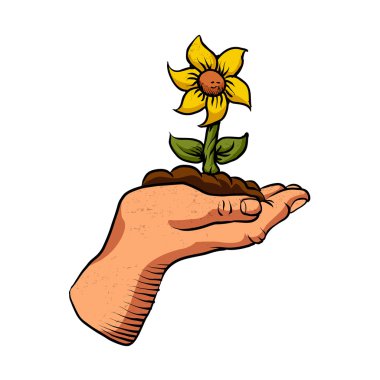 ellerimde büyüyen karikatür çiçek