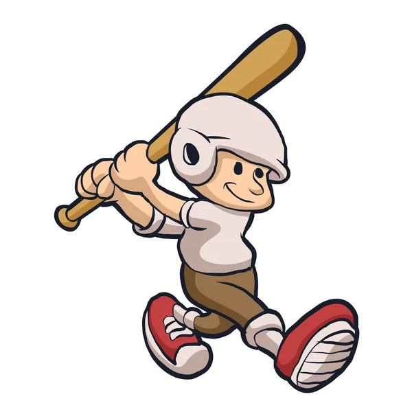 Baseball mascot.Young Boy brocca per baseball e softball — Vettoriale Stock