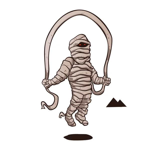 Mummy jumping rope.egyptian mummy — Stock Vector