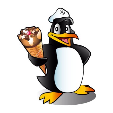 Karikatür penguen buz cream.penguin çizim ile.