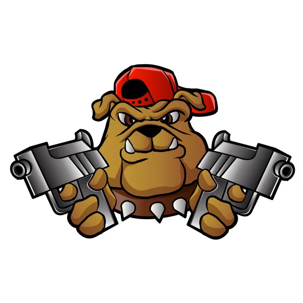 Gangster bulldog com pistolas — Vetor de Stock