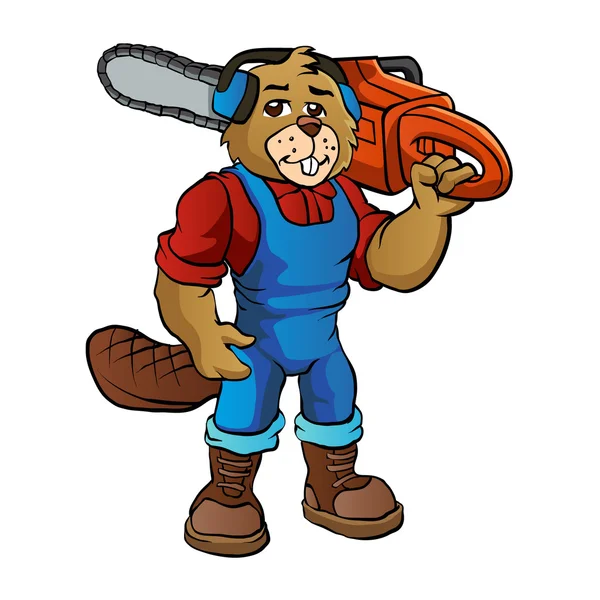 Beaver Lumberjack Personagem dos desenhos animados — Vetor de Stock