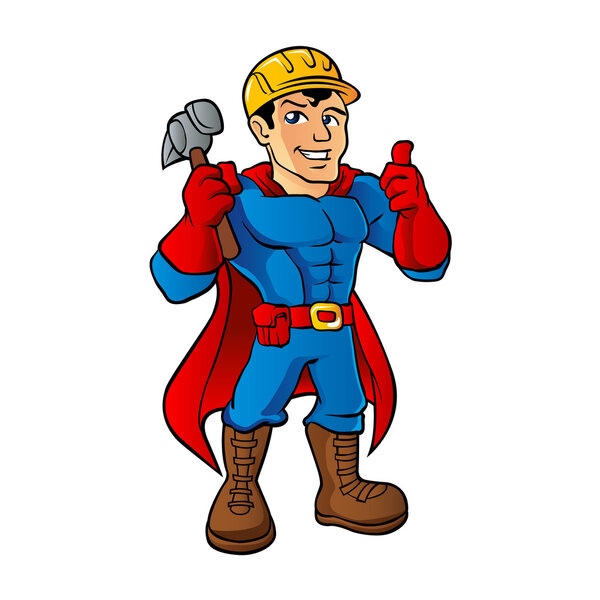 Superhero handyman guy.cartoon handyman.