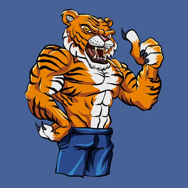 Tiger Fighting Mascot Vector Ilustración — Archivo Imágenes Vectoriales