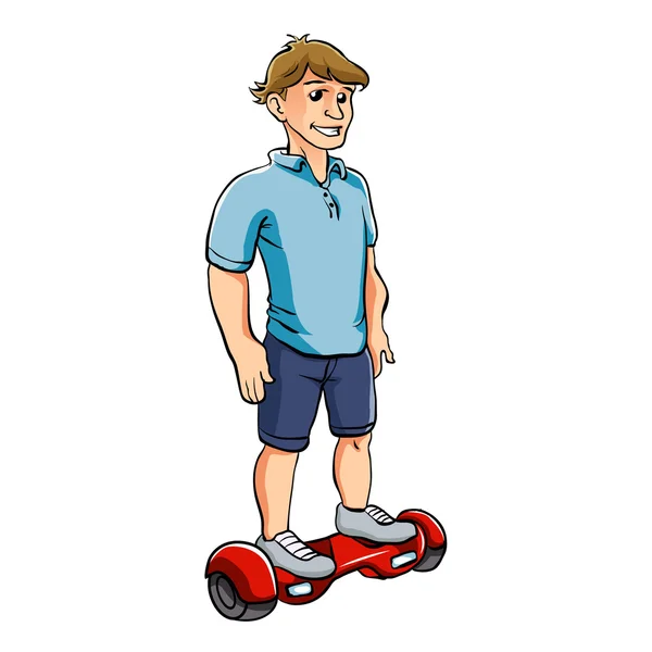 Człowiek na jego hoverboard — Wektor stockowy