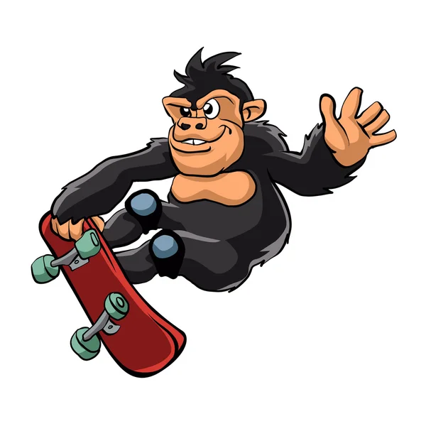 Gorilla skater cartoon.gorilla ilustración — Archivo Imágenes Vectoriales