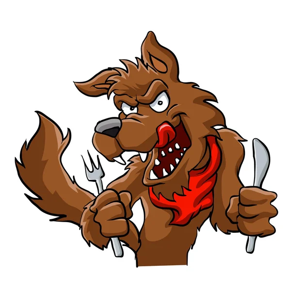 Grote slechte cartoon Wolf. Hongerige cartoon Wolf . — Stockvector