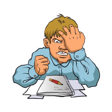 hayal kırıklığına uğramış çocuk studying.cartoon çocuk 