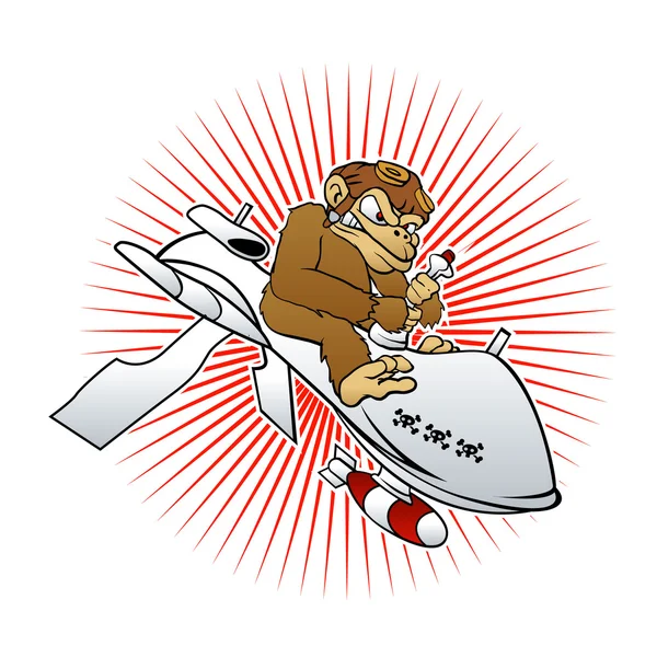 Mono en una ilustración vectorial de dibujos animados de drones — Vector de stock
