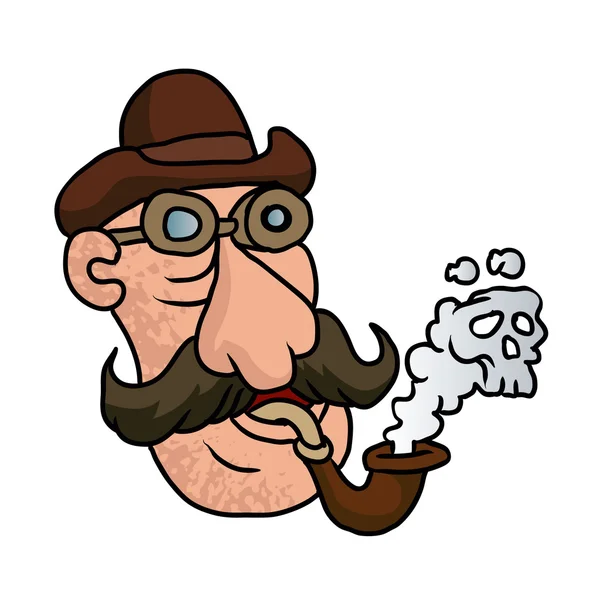 复古男人吸烟管 — 图库矢量图片