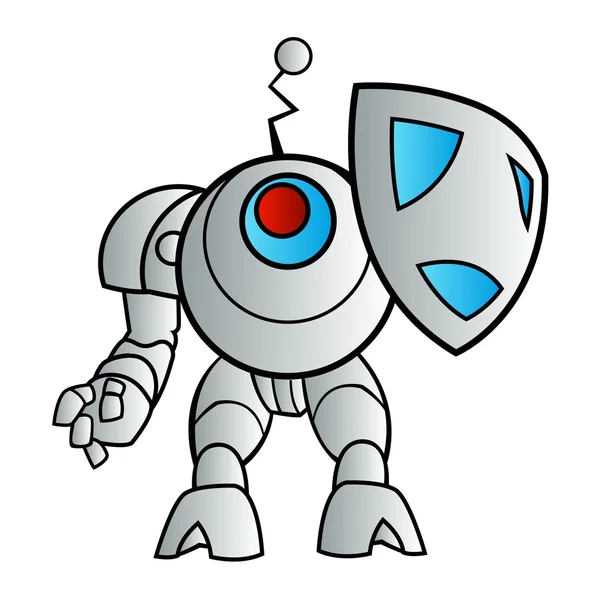 Illustration of a robot with a shield — Stock Vector