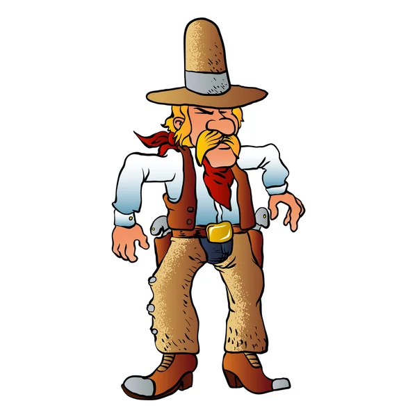 Cowboy im Duell Cartoon-Vektor-Illustration — Stockvektor