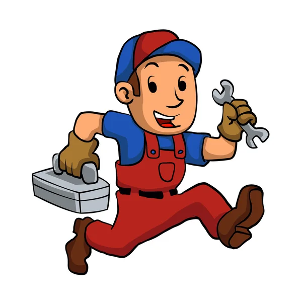 Handyman Running With A Toolbox — Stock Vector