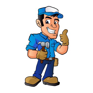 handyman holding  a hammer clipart