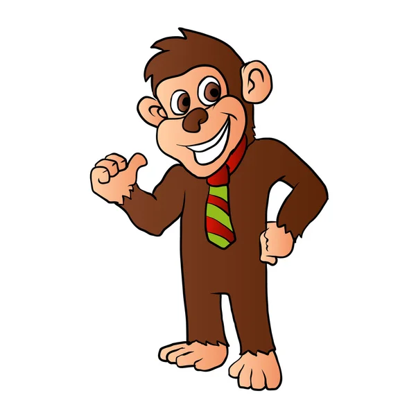 Opice s tie.chimpanzee kreslený. — Stockový vektor