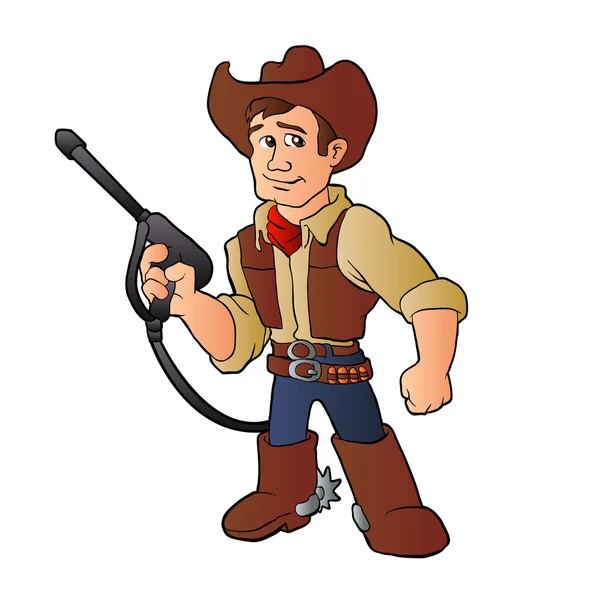 Vaquero con limpiador de presión de agua — Vector de stock