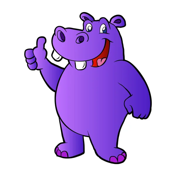 Fioletowy hipopotam ilustracja kreskówka — Wektor stockowy