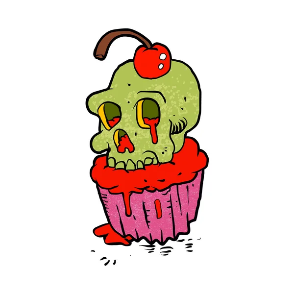 Espeluznante cráneo cupcake dibujos animados — Archivo Imágenes Vectoriales