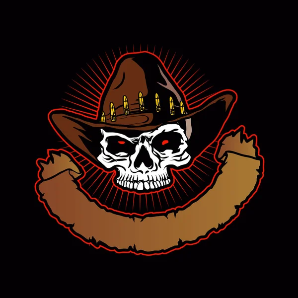 Illustration vectorielle du crâne de Cowboy — Image vectorielle