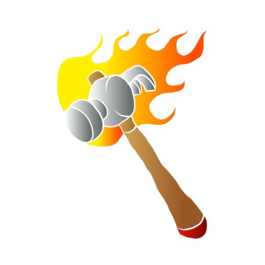 Flames.Vector resimde çekiç