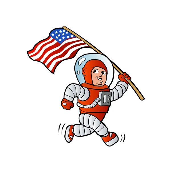 Astronauta com bandeira americana —  Vetores de Stock