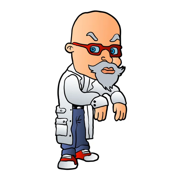 Cartoon galna scientist.vector illustration — Stock vektor