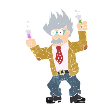 Çizgi film çılgın scientist.vector illüstrasyon