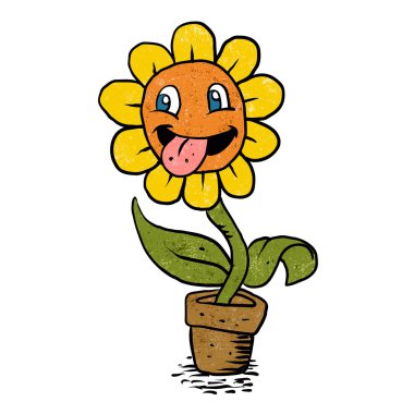 çiçek çizgi film .vector resimde gülümseyen
