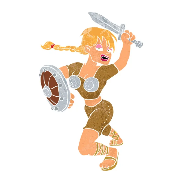 Cartoon viking meisje. Vectorillustratie — Stockvector