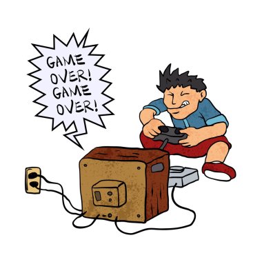 boy playing a video game  clipart