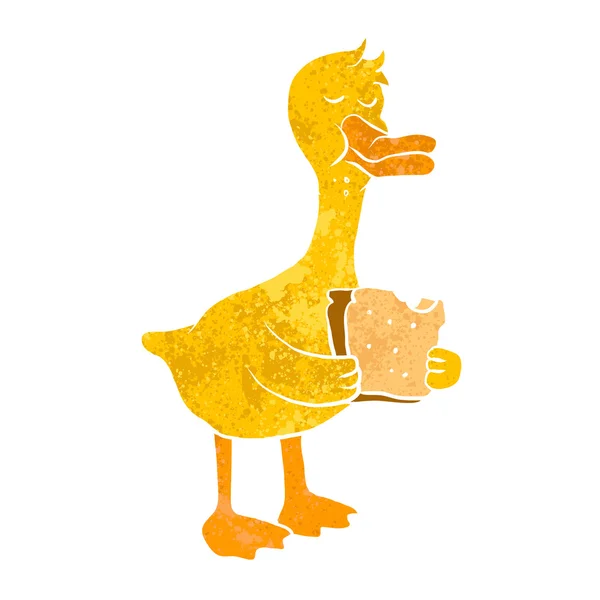 Pato comer bread.vector ilustración — Vector de stock